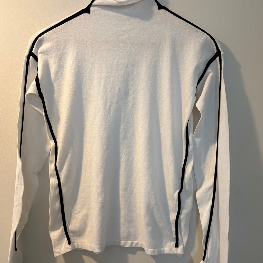 Armani Exchange White Turtleneck Sweater with Black Trim